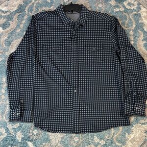 Johnston & Murphy Navy and Gray Plaid Shirt